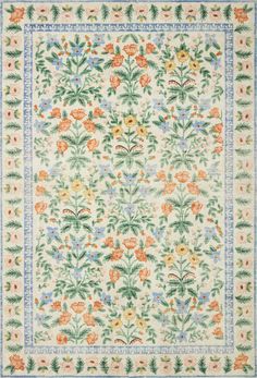 an antique rug with flowers and leaves on it, in cream groundcloth background photo