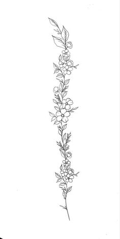 a black and white drawing of some flowers