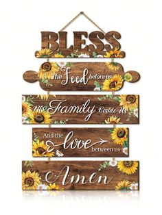 a wooden sign with sunflowers on it and the words,'bess, the