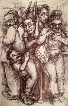 a drawing of some people hugging each other