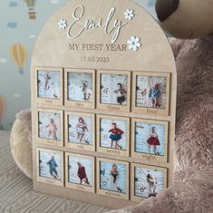 Celebrate your baby's milestone with our stunning First Year Photo Board made from high-quality, perfect for displaying your cherished memories from their first 12 months. -We can print your favorite photos and send them along with the board; simply email us the images after placing your order, and let's create a unique keepsake that captures the joy of this special moment The size Height: 26 in/ 65 cm Width: 20 in/ 50 cm Photo size Height: 3.5 in/ 9 cm Width: 3.5 in/ 9 cm Q U E S T I O N S Let us know if you have any questions! My First Year Picture Display, One Year Board, First Year Photo Board, 1st Birthday Photo Collage, Shower Gif, Year Board, Unique Photo Frames, One Year Pictures, Birthday Photo Collage