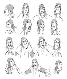 a bunch of drawings of people with different facial expressions