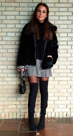 PELUCHE High Boots Outfit, Mini Dress Outfits, Boots Outfit, Rock Style, Written By, Top Styles, Sweater Dress