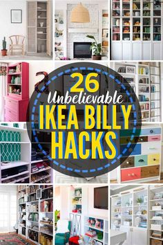 there are lots of ikea billy hacks in this room with the title overlay