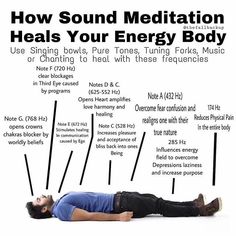 If you wondered how vibration and sound can heal you here's a simple picture showing the different frequencies of sound and how they relate to the chakras. I highly suggest listening to healing…  More Crystal Singing Bowls Chakra Healing, Healing Bowls Sound, Singing Bowl Frequencies, Sound Healing Crystal Bowls, What Is Sound Healing, Crystal Sound Bowls Healing, Sound Therapy Quotes, Sound Bowls Healing Benefits, Singing Bowls Healing