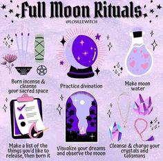 the full moon rituals poster with instructions on how to use it for your project