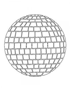 a black and white drawing of a ball with squares on the surface, as if it were made out of paper