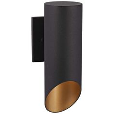 a black and gold wall light on a white background