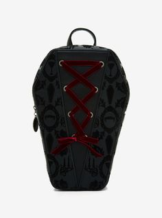 Interview With The Vampire Coffin Mini Backpack | Hot Topic Vampire Coffin, Gothic Bag, Unique Backpacks, Interview With The Vampire, Velvet Lace, Guitar Strap, Sweaters And Jeans, Cute Bags, The Vampire