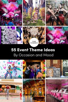 event ideas, event themes, event inspiration, a list of event decor Themes For Events Creative Ideas, Business Party Theme Ideas, Party Themes For Work Events, Party Theme Ideas List, Work Party Themes Events, Calendar Party Table Themes, Big Party Themes, Cultural Events Ideas, Table Themes Fundraiser