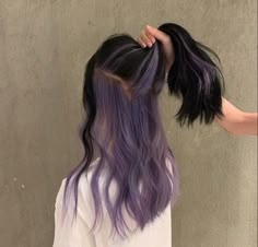 Brown Hair With Lavender Underneath, Underlayer Hair Color Purple, Purple Underlayer Hair, Under Dye Hair Ideas, Under Hair Color Purple, Under Dyed Hair Purple, Under Part Of Hair Dyed, Under Hair Dye Purple, Dyed Underlayer