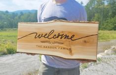 PERSONALIZED : Rustic  Welcome Family Name Sign for Wedding or Realtor Gift  ADK Dream Creations . Last Name Signs Wood Burned, Wood Burning Last Name Sign, Live Edge Wedding Sign, Wood Burn Welcome Sign, Floral Clothing, Personalized Wedding Guest Book, Established Sign, Last Name Sign, Family Name Sign