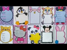 mickey mouse, minnie mouse and other cartoon characters are shown in this set of cards