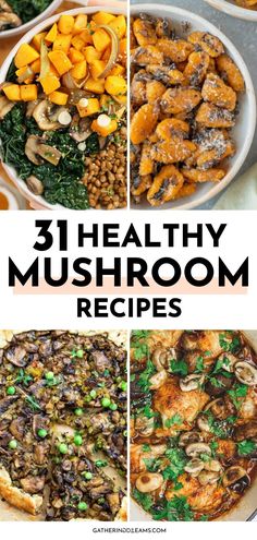 healthy mushroom recipes with text overlay