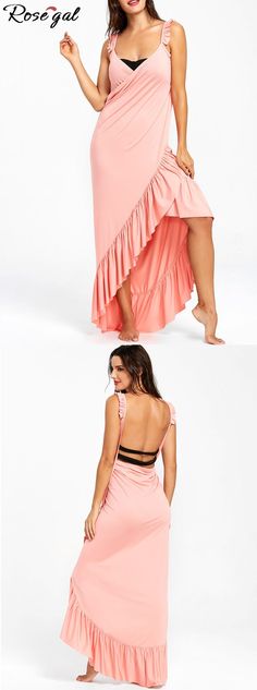 use code: RG188 get more discount.Flounce Wrap Sleeveless Cover Up Dress.In smooth soft fabric, this solid maxi dress will take you from day to night. Featuring on-trend wrap design, it has ruffles on hemline and shoulder straps, flirty plunge neckline, and sexy low back with strappy cut outs. A great piece to show off your sexy and elegant body curve.#coverup#rosegal#summer Solid Maxi Dress, Best Color, Pretty Clothes, Plunge Neckline, Swimsuit Fashion, Mens Fashion Summer