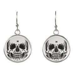 Personalized Skeleton Birthday Halloween Party Earrings | Zazzle