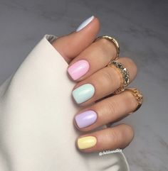 Pastel Color Nails, Acrylic Nails Pastel, Engagement Nails, Nails Pastel, Short Gel Nails