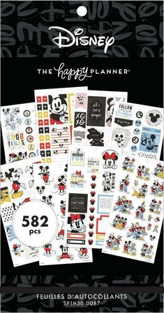 disney the happy planner stickers with mickey mouse and other characters on it's back