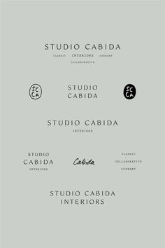 the logos for studio cabida, studio cabia and studio cabila are shown in black