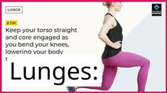 a woman in pink leggings with the words lunges on it and an image of