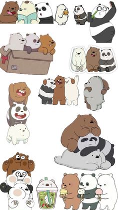 an image of many different types of animals on the same page, including bears and pandas