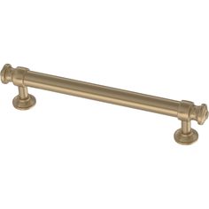 an antique brass finish pull handle on a white background