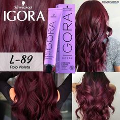 IDEALPARATI- Olaplex•Kerastase•Igora•Revlon•Babyliss en Instagram: “TINTE IGORA L-89 😍 Precio: $14.99 Pedidos y consultas vía WhatsApp 0412-6102258 🛍 #igora #igoraroyal #igoraL-89 #schwarzkopf #idealparati” Plum Brown Hair, Black Cherry Hair, Cherry Hair Colors, Redken Hair Color, Cherry Hair