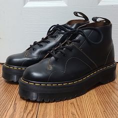 Worn Only Twice Slight Scuffs And Creases Size 10 Women Size 10 Women, Moto Boots, Derby Shoes, Yellow Black, Dr. Martens, Black N Yellow, Quad, Derby, Yellow