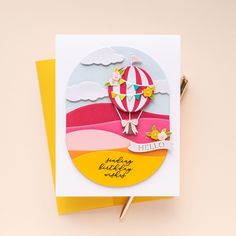 a card with a hot air balloon on it