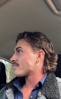 Men Hair Cuts Straight Hair, Mens 90s Hairstyles Long, Country Men Haircut, Blonde Shaggy Hair Men, Riley Green Haircut, Guys With Mullets And Mustache, Longer Male Haircuts, Guys With Mustaches And Mullets, Old Money Mullet