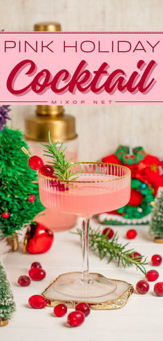 This easy holiday cocktail idea will be a favorite Christmas party drink and even a New Year party drink that your guests will truly enjoy! It is a delicious, festive, yet easy to make alcoholic drink perfect for your Christmas cocktail needs! Save this pin for later! Girls Night Drinks Cocktails Christmas, Mom Christmas Party Ideas, Easy Cute Cocktails, Christmas Cocktail Pitcher Recipes, Christmas Snowglobe Cocktail, Pink Holiday Drinks, Fun Holiday Cocktail Recipes, Cocktail For Christmas, Pink Cranberry Juice Cocktails