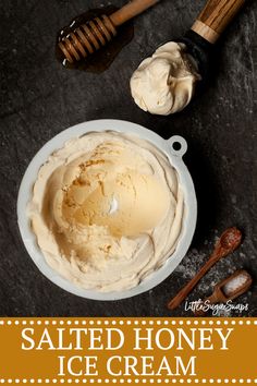 homemade salted honey ice cream in a bowl