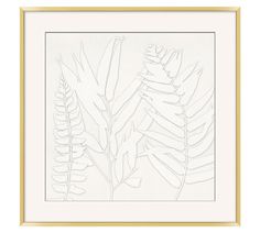 Linen Ferns Framed Print | Pottery Barn Mirror Art, Monogrammed Items, Printed Pillow, D Ring, Monterey, Storage Furniture, All Art, Pottery Barn, Gold Finish