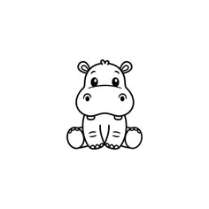 a cartoon hippo sitting on the ground