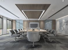 a large conference table with chairs around it