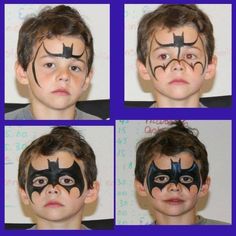 Superhero Face Painting Easy, Face Painting How To Step By Step, Face Paint Beginners, Face Painting Step By Step Easy, Batman Face Paint Easy, Face Painting Superhero, Face Painting Tutorials Step By Step