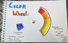 the color wheel is shown on top of a notepad that says,'color wheel '