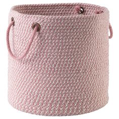 Benzara Round Shaped Fabric Basket with Braided Handles Braided Basket, Contemporary Baskets, Magazine Organization, Pink Basket, Fabric Basket, Move It, Fabric Baskets, Woven Design, Ashley Furniture