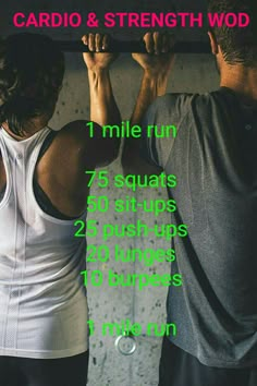 two people holding up their arms with the words cardio and strength wod