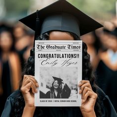 DESCRIPTION ------------------------------------ Capture the milestone of your academic journey with our customizable graduation newspaper announcement template! Perfect for commemorating your achievements and cherished memories, this versatile template offers a personalized touch to your graduation announcement. Editable to suit your unique story, from the headline to the content, this keepsake-worthy template ensures your announcement reflects your individuality and captures the essence of you Graduation Trends, Newspaper Graduation, Graduation Newspaper, Grad School Graduation Party, College Graduation Party Ideas Aesthetic, Graduation Pictorial Studio, Boy Graduation Party, College Graduation Announcement Ideas, Grad Photo Ideas College