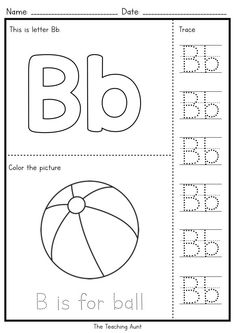 the letter b worksheet for children to learn how to write and draw letters