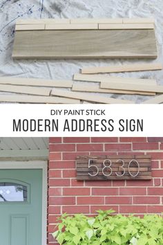 diy paint stick modern address sign with text overlay