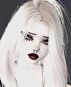 a woman with long white hair and dark lipstick is shown in this digital painting style