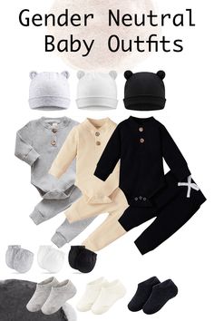 Amazon outfits under $30.00. Perfect gender neutral outfits made out of breathable ribbed knit  cotton blend fabrics. Neutral Baby Outfits, Gender Neutral Outfits, Baby Lounge, Amazon Outfits, Newborn Hats, Neutral Baby Clothes, Bodysuit Tops, Baby Boy Clothes Newborn, Baby Mittens