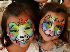 Dog Face Paints, Face Painting Images, Rainbow Face Paint, Kitty Face Paint, Animal Face Paintings, Face Paint Kit, Halloween Makeup Diy, Rainbow Face