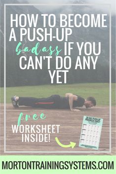 Want to learn how to do push-ups? Never been able to do them? That's OK! Everybody has to start somewhere. Push-ups are an awesome bodyweight exercise, but they can be tough to learn for beginners. In this post I show you how to go from zero push-ups to cranking out push-ups with good form and even doing some advanced variations. **Click through to see the full blog post and get your free push-up worksheet** #pushups #exercise #fitness Pushup Progression Training, Learn To Do A Pushup, Learn How To Do Push Ups, Learn To Do Push Ups, How To Do A Push Up, Push Up Progression, How To Do Pushups, Toned Shoulders, Knee Fat