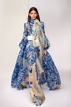 Floral printed fabric oversized dress - HerTrove Luxury Designer Maxi Length Dresses, Luxury Traditional Maxi Dress, Luxury Jacquard Women's Gown, Luxury Maxi Dress With Floral Embroidery, Luxury Feminine Gown, Elegant Luxury Maxi Floral Dress, Luxury Elegant Embroidered Maxi Dress, Luxury Couture Summer Dresses, Luxury Printed Maxi Dress