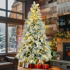 a decorated christmas tree in a living room