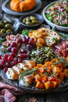 a platter filled with different types of food