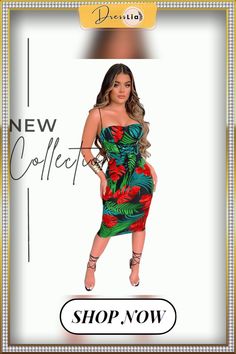 Summer Hot Printed Low Cut Sleeveless Women Fashion Bodycon Streetwear High Waist Lace Up Long Dress Summer Bodycon Dress With Hollow Out Details, Sleeveless Hollow-out Beach Dress, Calf Sleeve, Bodycon Fashion, Strap Dress, Spaghetti Strap Dresses, Low Cut, Sleeve Styles, Dress Length